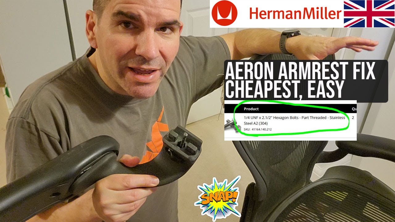 Ремонт сломанного подлокотника кресла Herman Miller Aeron, классический