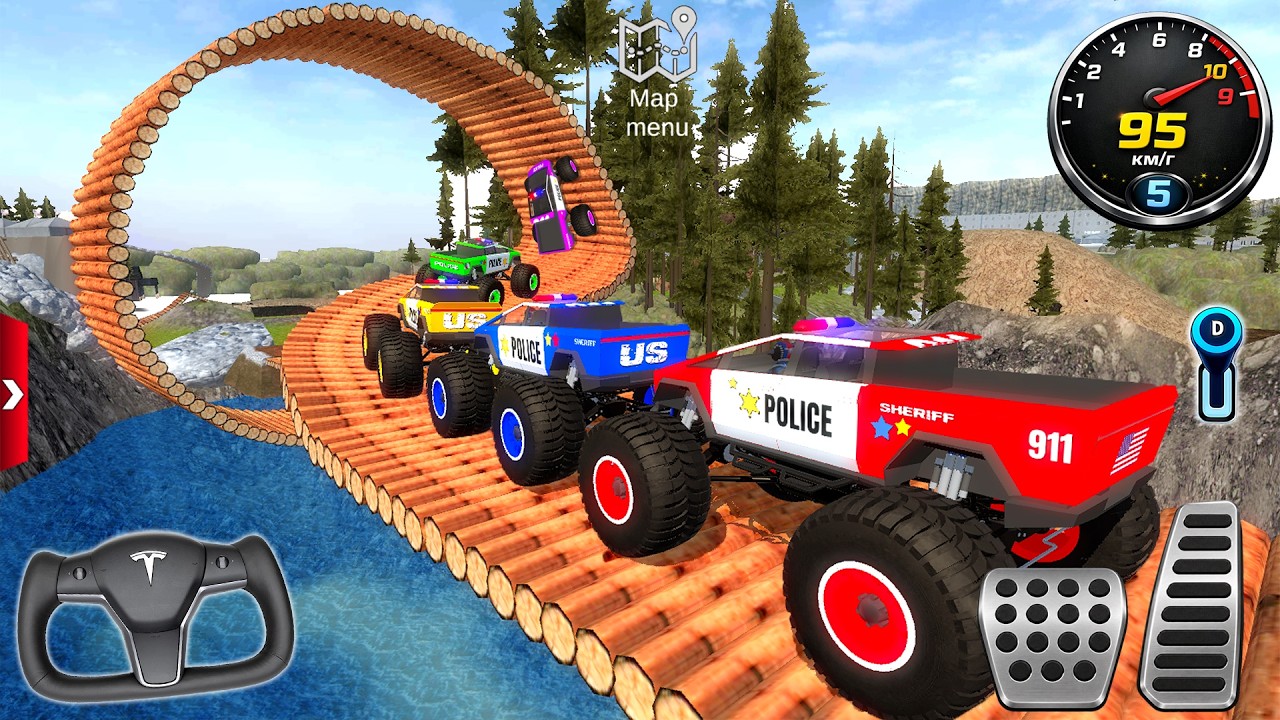 Impossible Car Mega Stunts Ramp Simulator #3 - US Police Monster Truck Driving 3D - Android GamePlay
