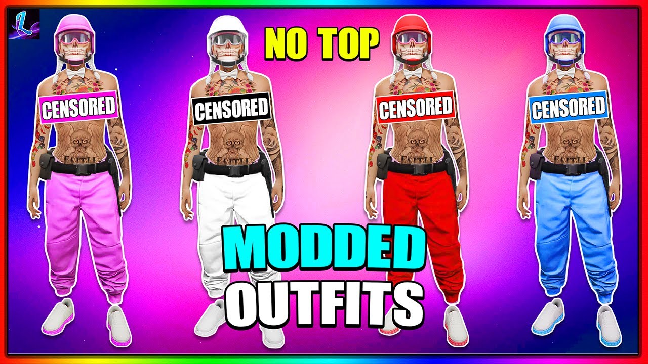 GTA 5 ONLINE HOW TO GET NO TOP FEMALE MODDED OUTFITS ALL COLORED JOGGERS! (GTA 5 Clothing Glitches