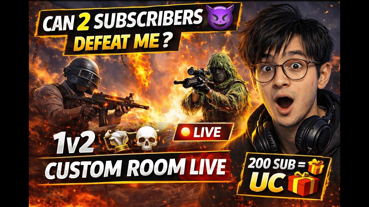 CAN 2 SUBSCRIBERS DEFEAT ME? 😈 | 1v2 CUSTOM ROOM LIVE | 200 SUB = UC GIVEAWAY 🎁 #bgmi #m24tdm #live