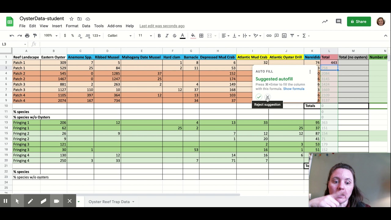 Species Evenness (part i) - Google Sheets