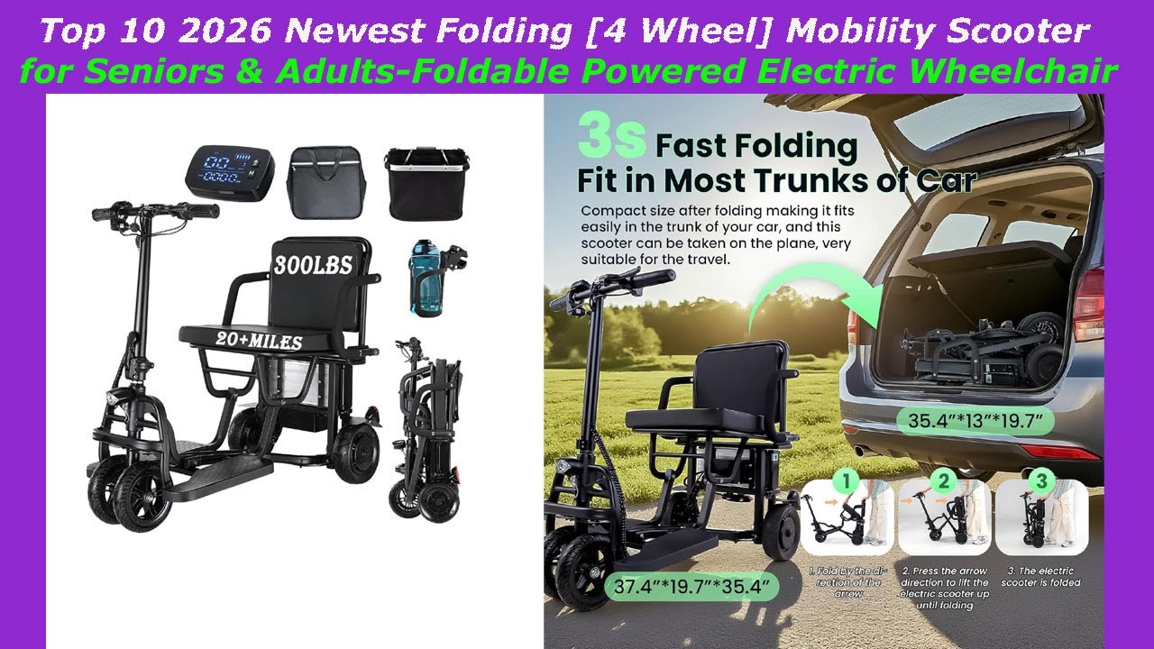 [Top 10] 2026 Newest Folding [4 Wheel] Mobility Scooter for Seniors & Adults! Foldable 🦽 Wheelchair