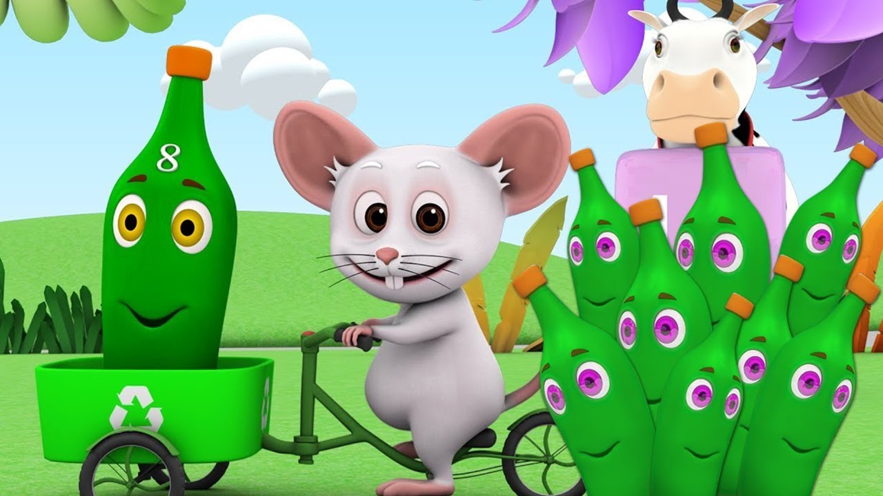 10 Grønne Flasker | barnesanger på norsk | barnerim | 10 Green Bottles | Kids Tv Norsk