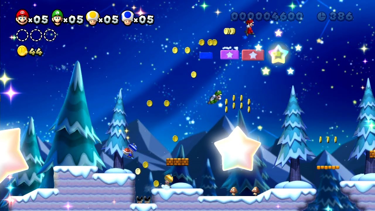 マリオU 「フローズンだいち-1」 雪山に降るコインの雨