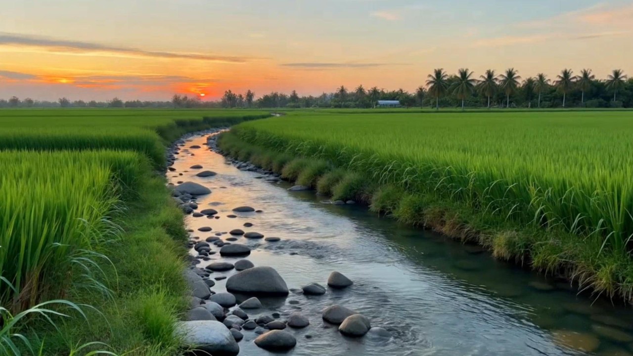 Farm River at Twilight | 1 Hour Soothing ASMR