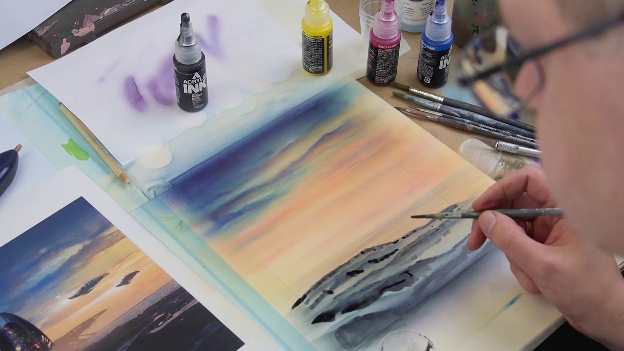 Holbein Acrylic Ink im Test - Ein Airbrush SCI-FI Motiv entsteht