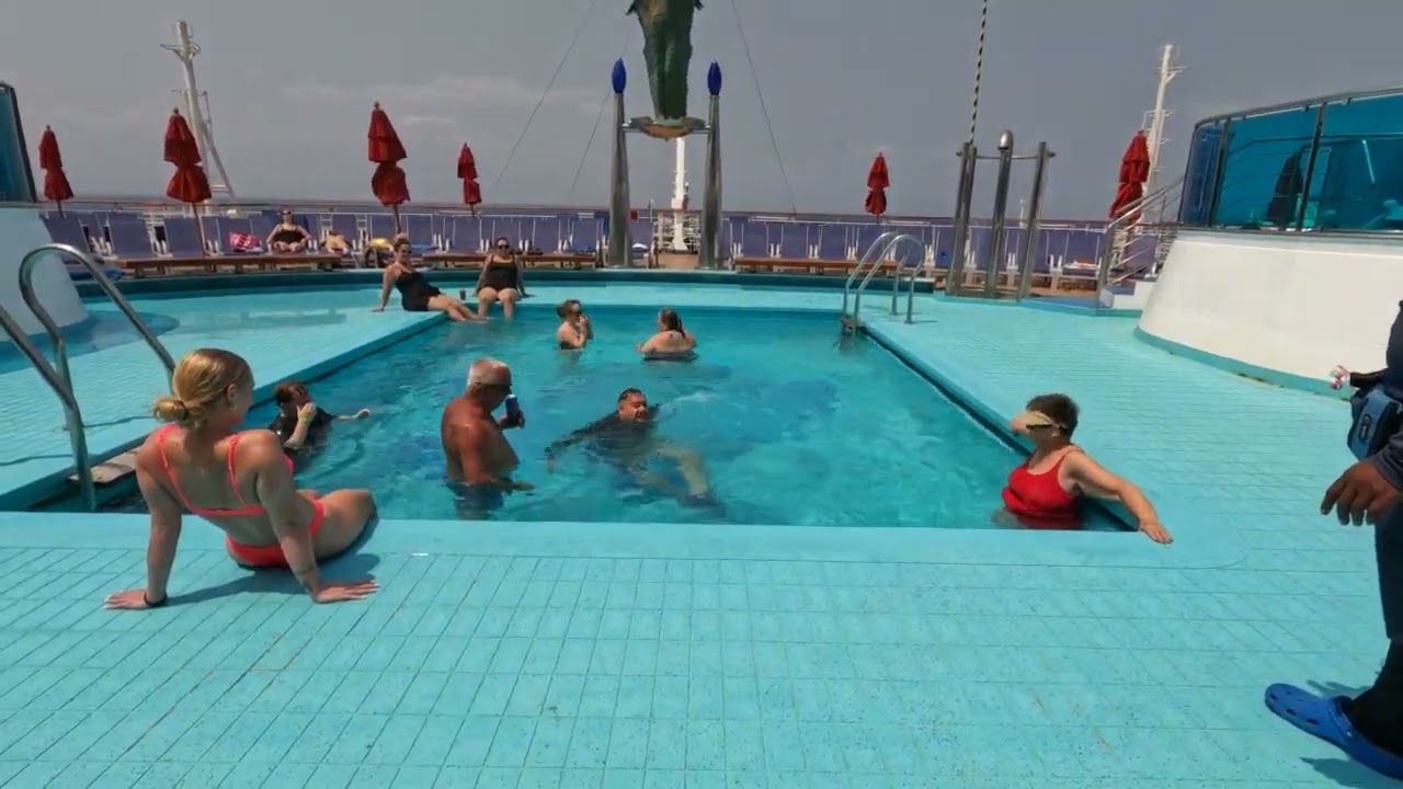 Transferring in and out of the pool on Carnival Dream, without an accessible lift!