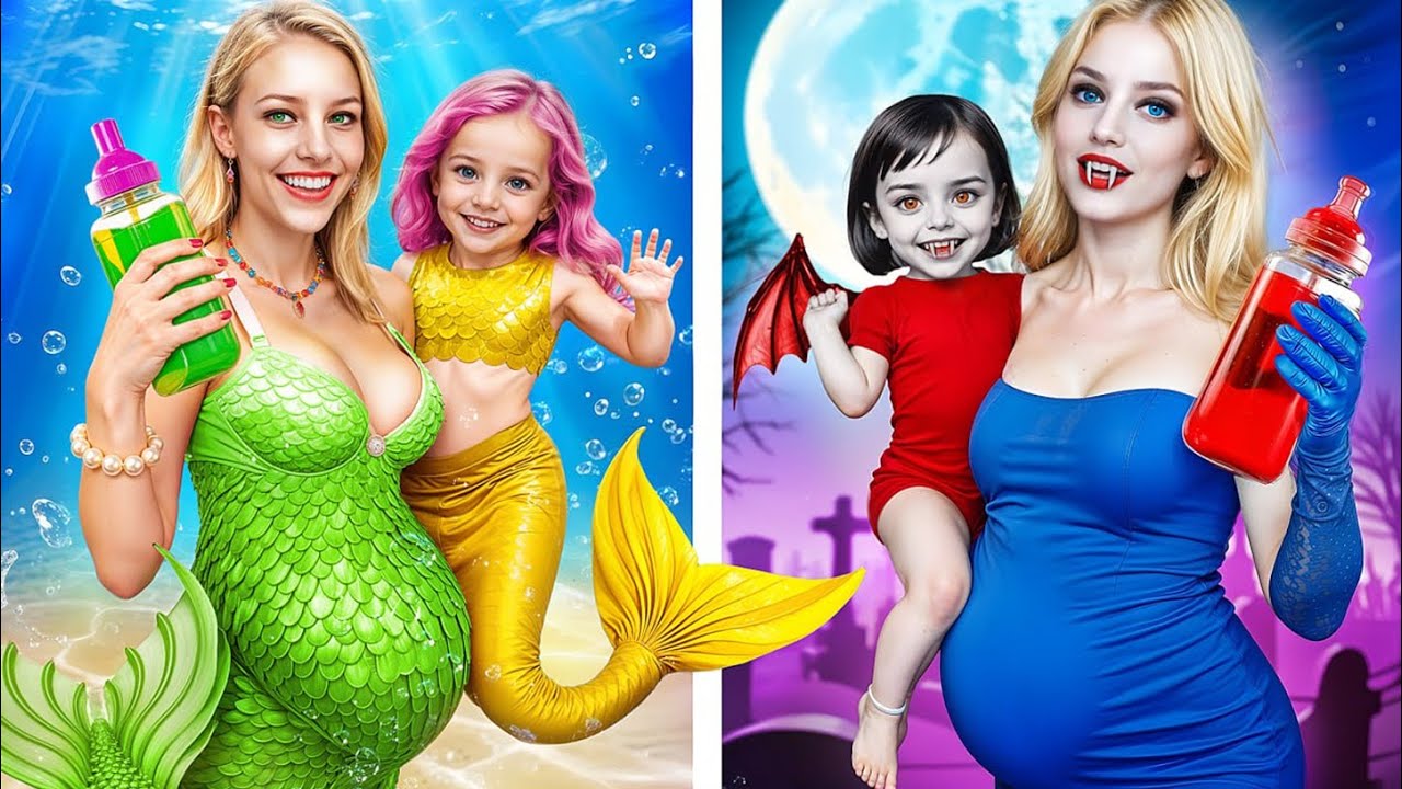 Les Super-Héros Attendent un Bébé! Vampire Enceinte vs Sirène Enceinte!