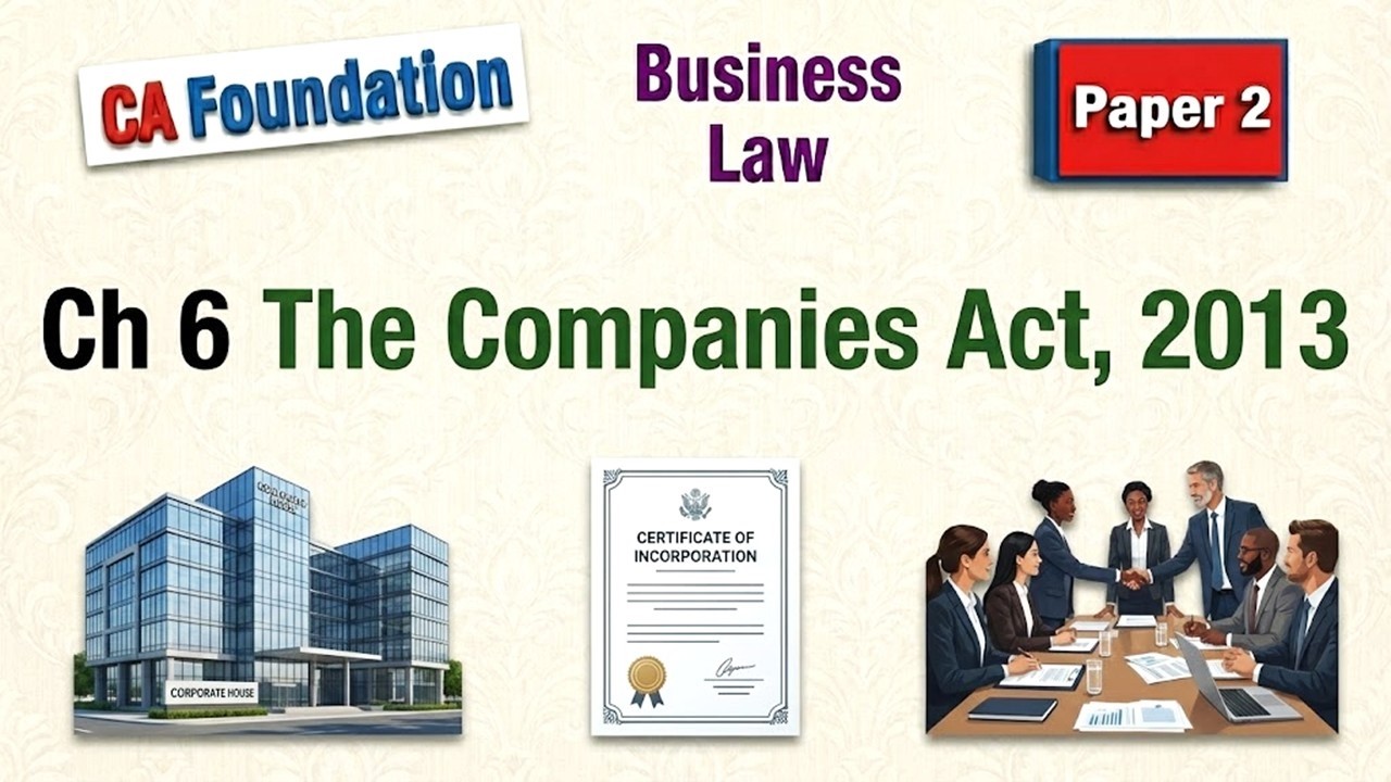 🎓CA Foundation | Paper-2 | Ch-6 | The Companies Act, 2013 | ⚖️Business Laws
