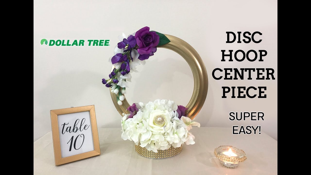 DIY Dollar Tree Hoop Circle Centerpiece.   EASY + FAST