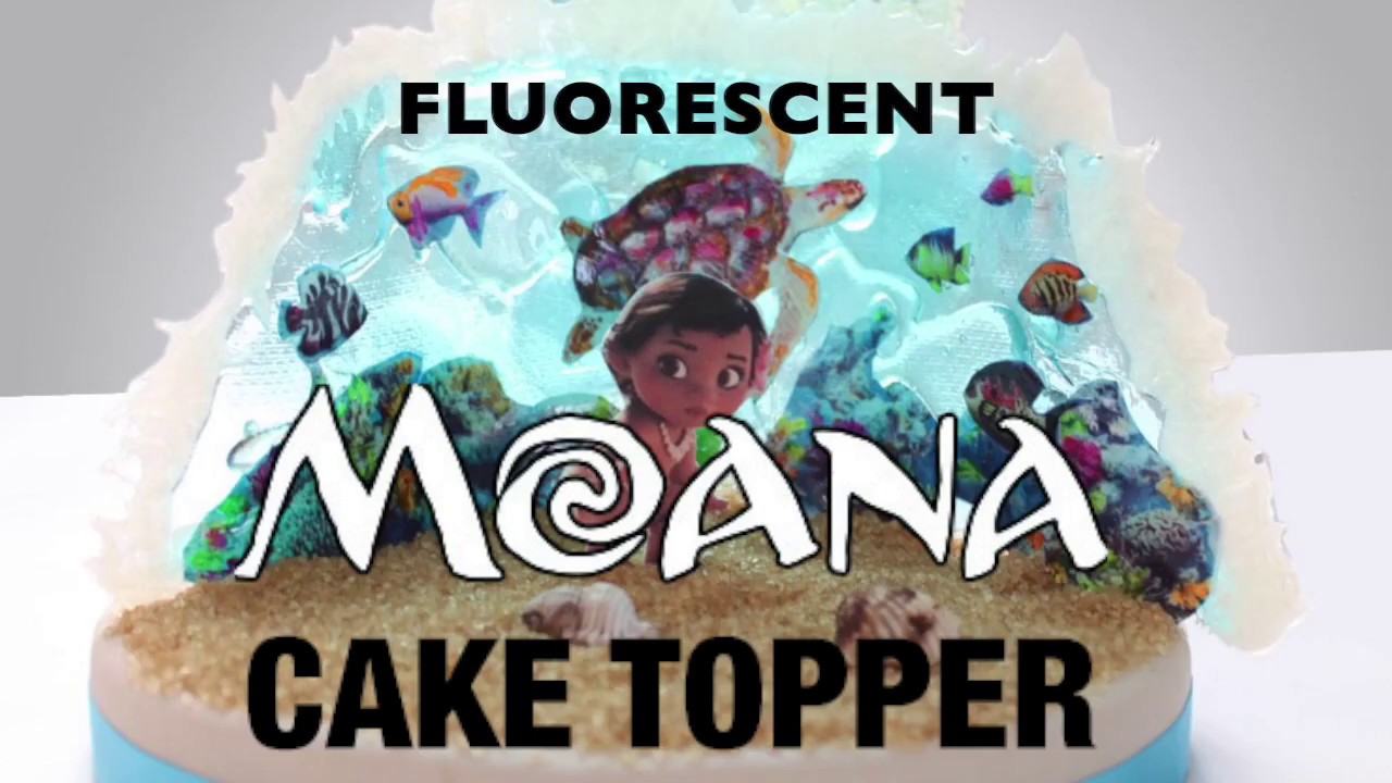 🐚 VAGUE DE VAÏANA EN SUCRE QUI BRILLE DANS LE NOIR / FLUORESCENT Moana Cake Topper with Isomalt Wave