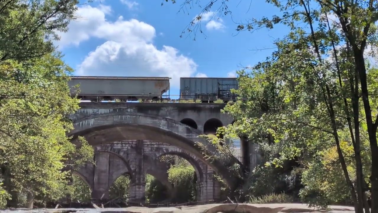 Train over the river at the Rocky River Reservation, Berea, Ohio