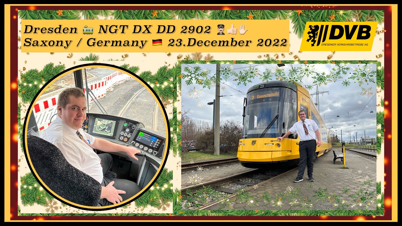 Dresden tram line 2 with, NGT DX DD and tram driver Christoph / Straßenbahnlinie 2 mit Christoph