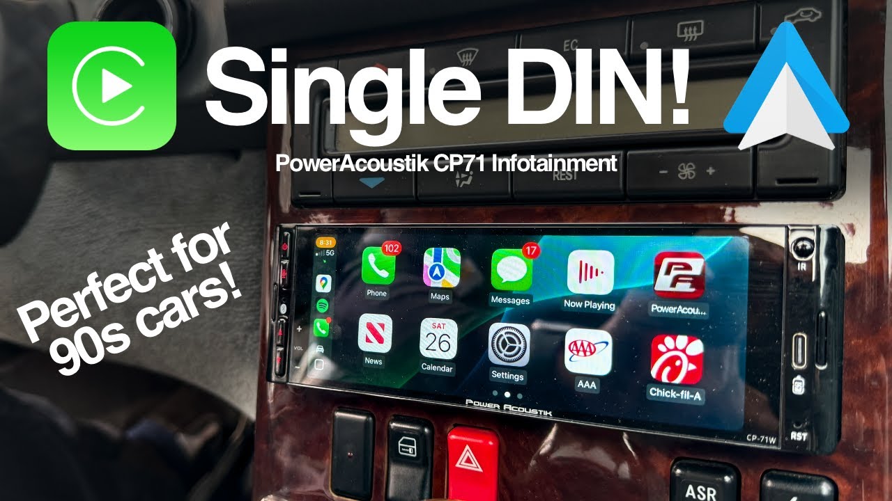 Single DIN CarPlay/Android Auto! - R129 SL500 and MORE! - Power Acoustik CP71