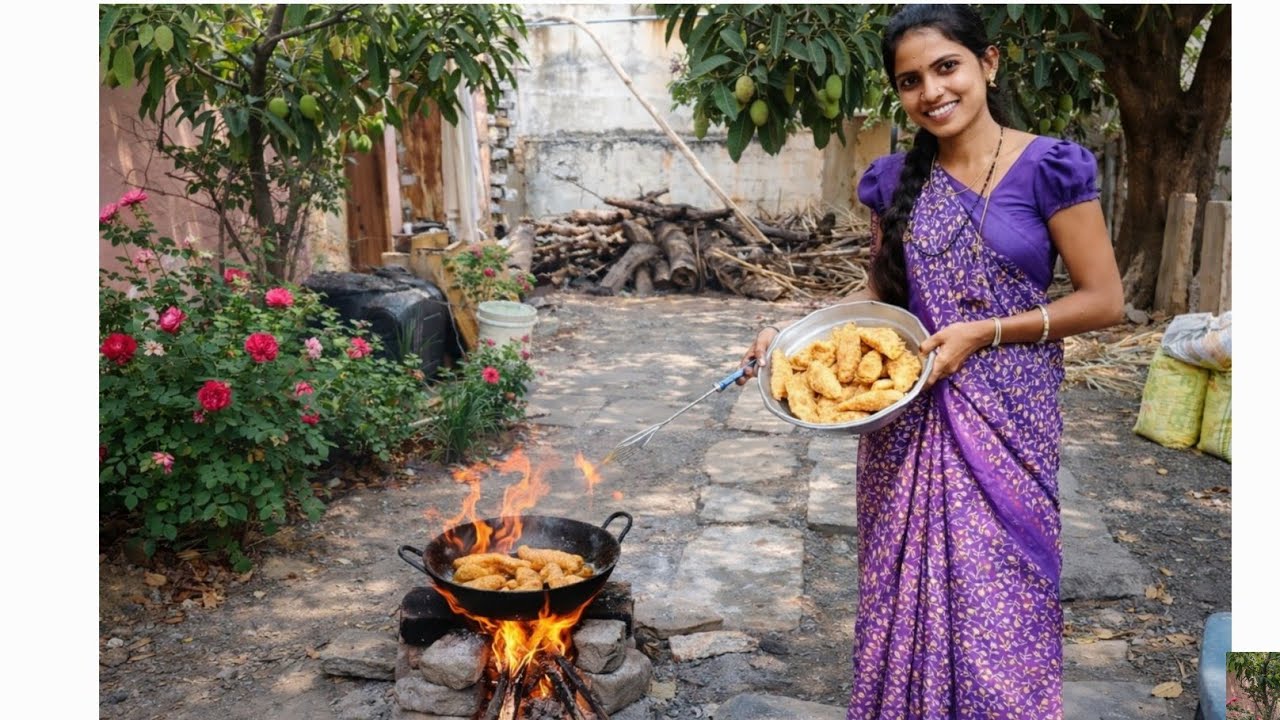 మా బావ రోజు అడగడమే..ఈరోజుకి కుదిరింది బయట కట్టెల పొయ్యి   మీద చేశా..//village cooking vlog..!