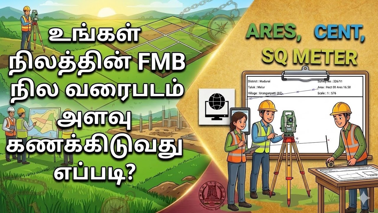 How to Calculate Land Area from FMB Sketch Online in Tamil | Sq Feet,Cent,Acres,Ares | Gobi_Muthu