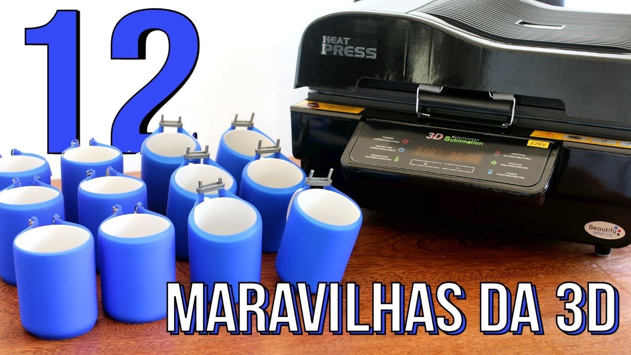 Como Estampar Canecas na Prensa 3D | 12 de uma VEZ - Sublimação