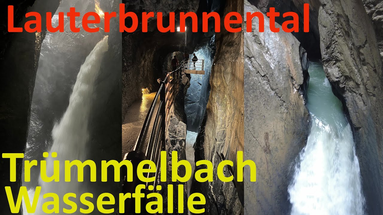 Trümmelbach Falls in the Lauterbrunnen Valley of the Bernese Alps in Switzerland, subtitled, 4k
