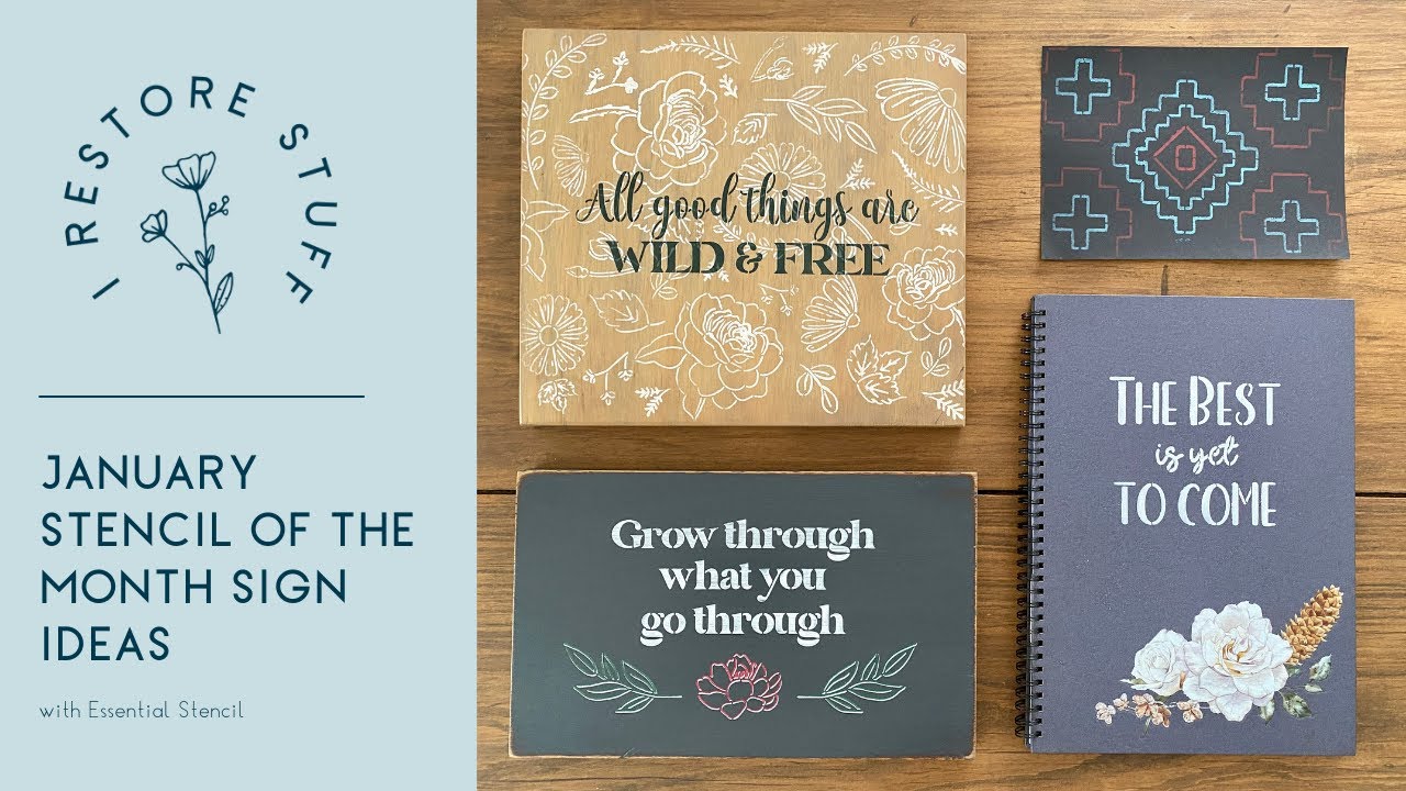 Essential Stencil's Stencil of the Month Club (January) Sign Ideas