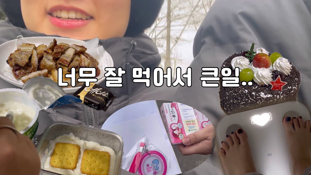 80kg 비만 브이로그 | 주말의 여파 | 요거트치즈케이크 만들고 케이크 한판 사먹는 일상 | 임산부 등록하기