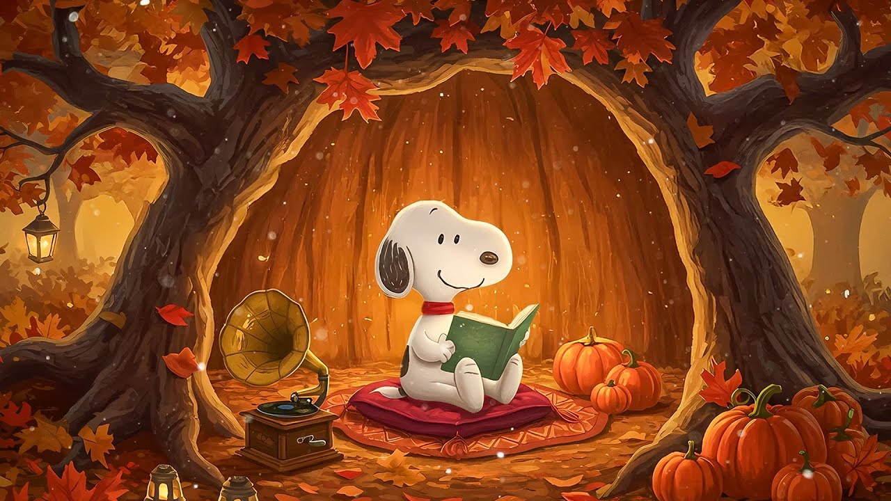 🍁 Snoopy’s Autumn Hideaway ☕ Cozy Fall Jazz for Reading, Study & Peaceful Moments