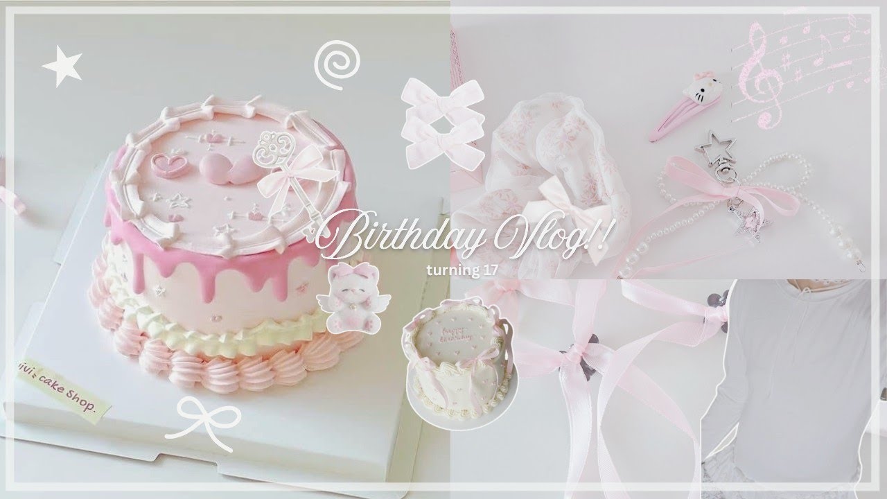 aesthetic birthday vlog 🎂🎀˚ ࿔: turning 17, hosting a pinterest party, grwm, gift haul 𖦹