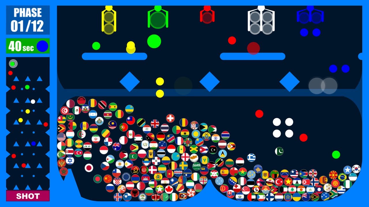 Escape from the bomb ~200 countries marble race #2~ in Algodoo | Marble Factory