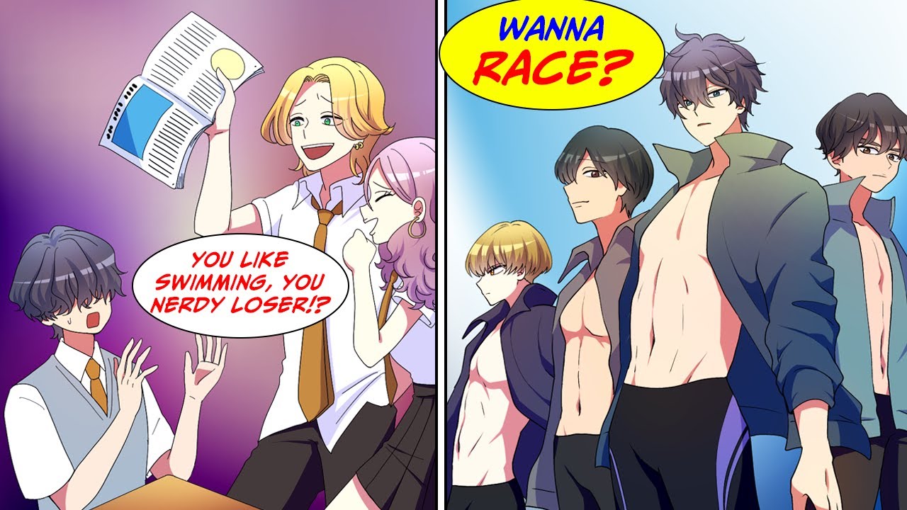 [Manga Dub] The delinquent in the class makes fun of me and challenges me to a swimming race so...