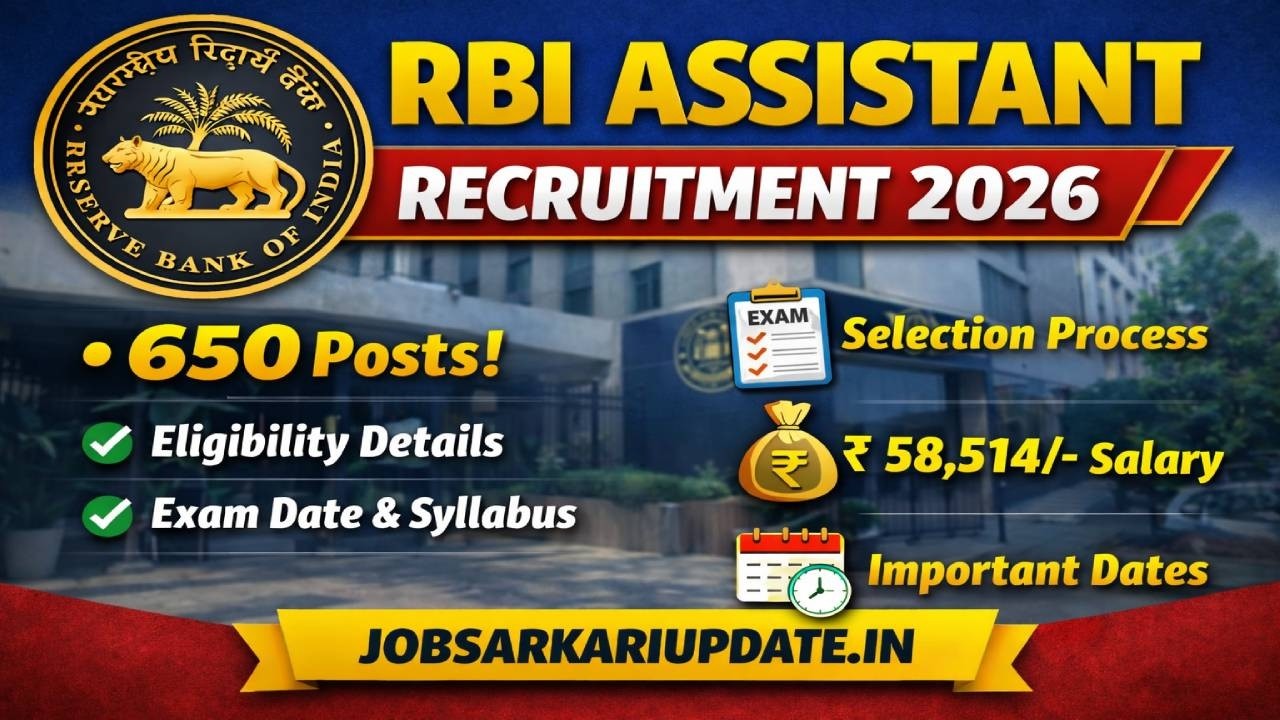 RBI Assistant Recruitment 2026 | 650 Vacancies | Salary ₹58,514 | Eligibility, Exam, Online Form