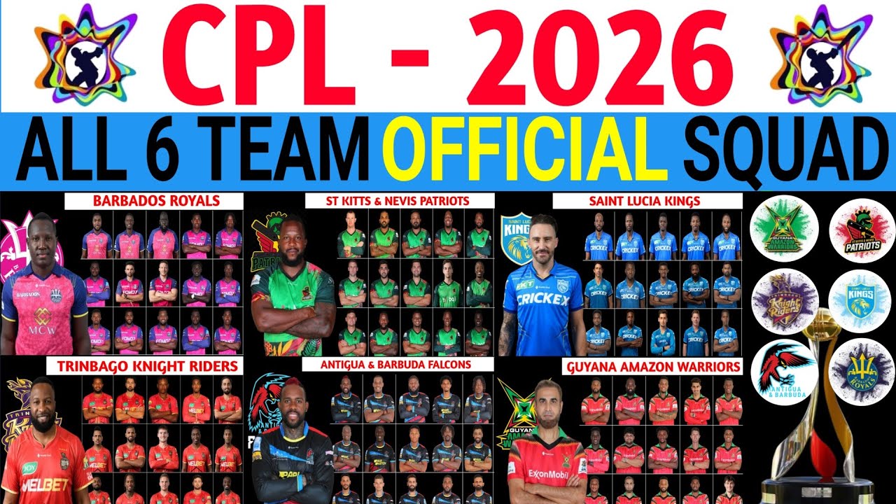 CPL 2026 - All Teams Official Squad | All Teams Final Squad CPL 2026 | Caribbean Premier League 2026