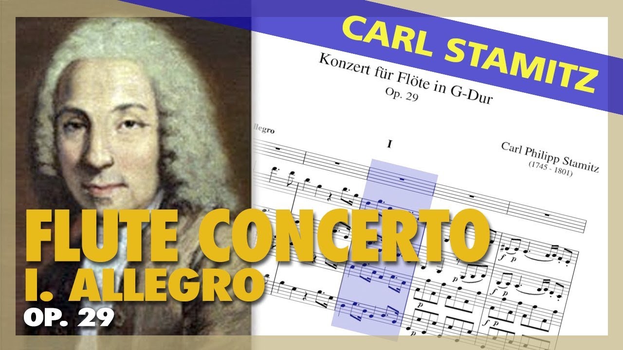 🎼 Carl STAMITZ - FLUTE Concerto [Op. 29] I. Allegro - (Sheet Music Scrolling)