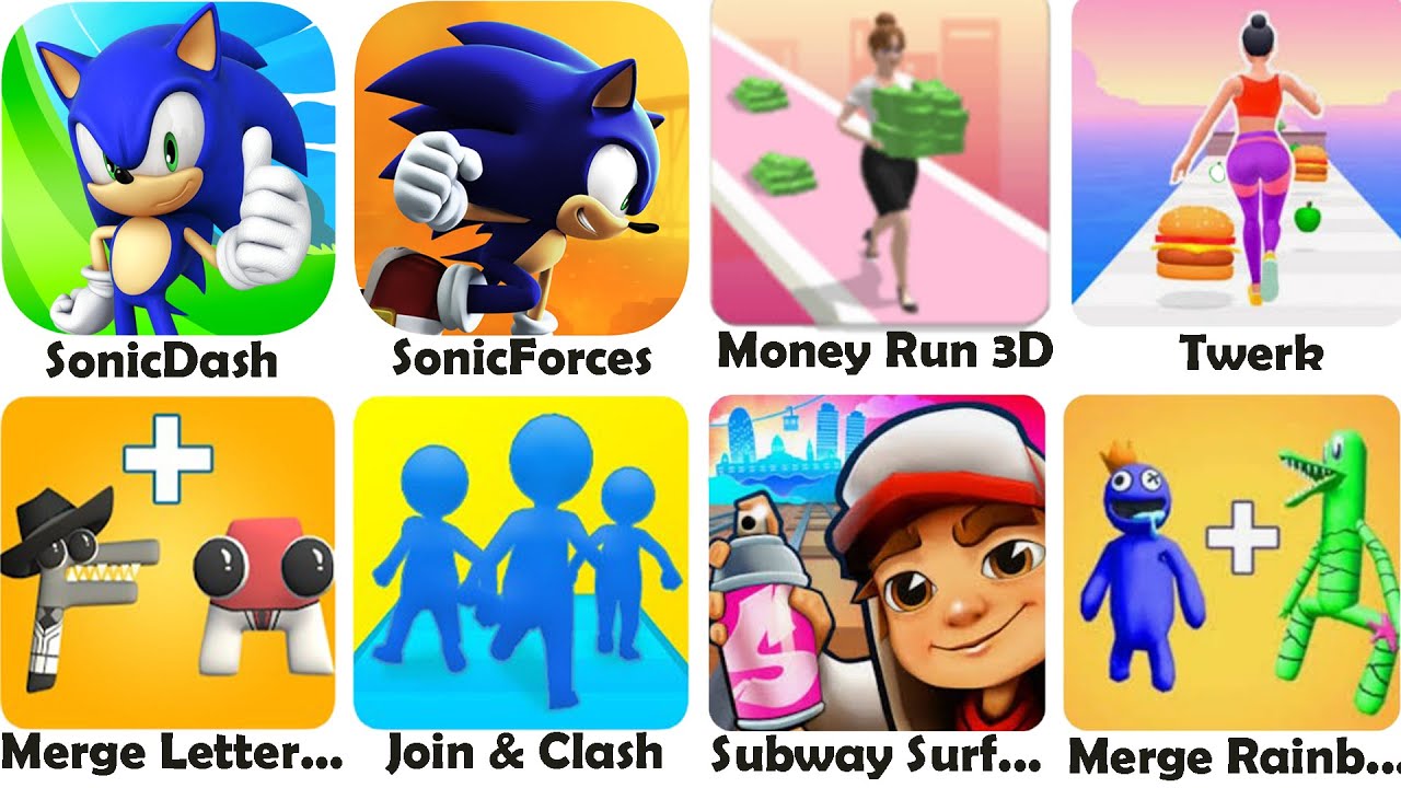 Rainbow Friends, Money Run 3D,Twerk,Merge Letter, Join & Clash, Subway Surf, Merge Rainbow Friends