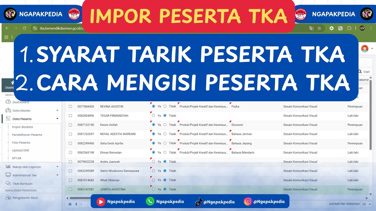 CARA IMPORT PESERTA TKA DAN MEMILIH PESERTA TKA
