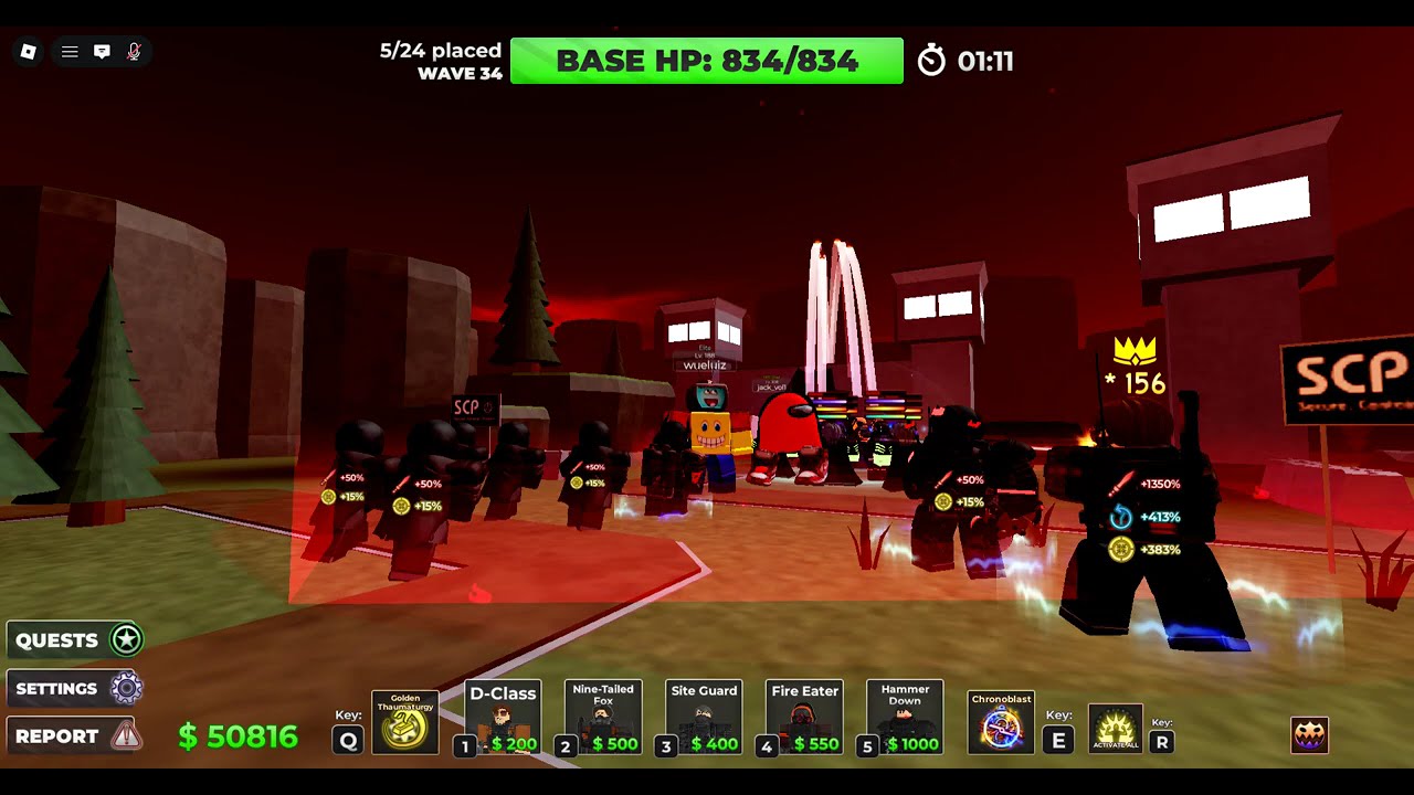Roblox scp tower defense: zk class vs tower