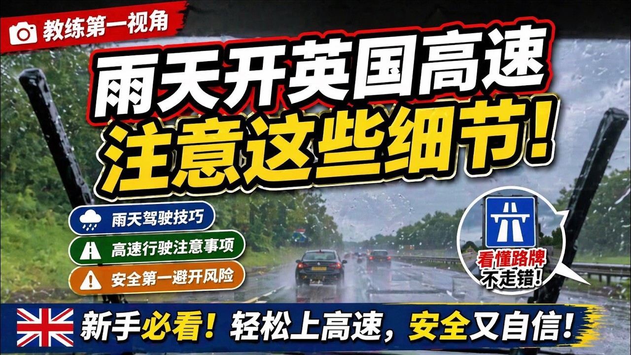 教练带你雨天开英国高速 第一视角教学