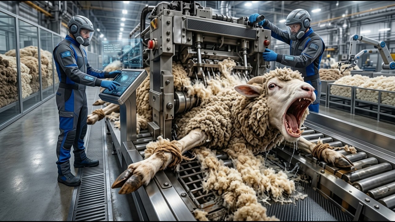 Производство шерстяной ткани на современном заводе. Полный промышленный производственный процесс.