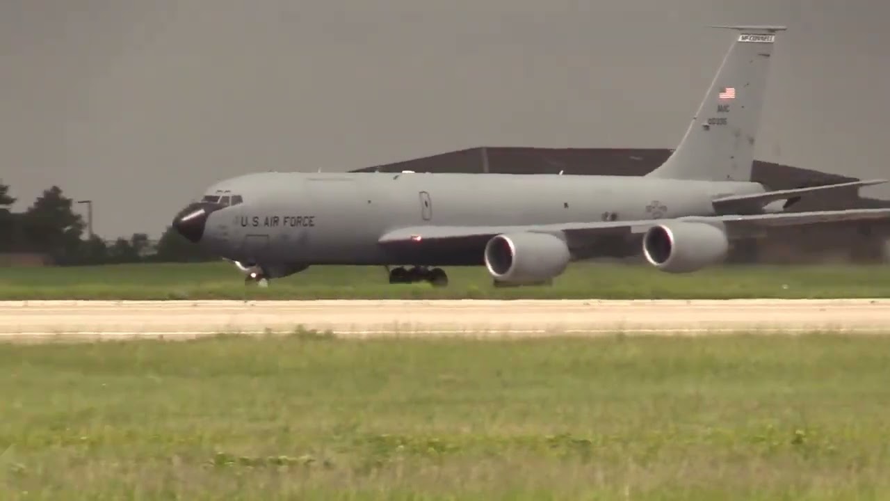 KC135s evacuate from McConnell AFB to avoid bad weather