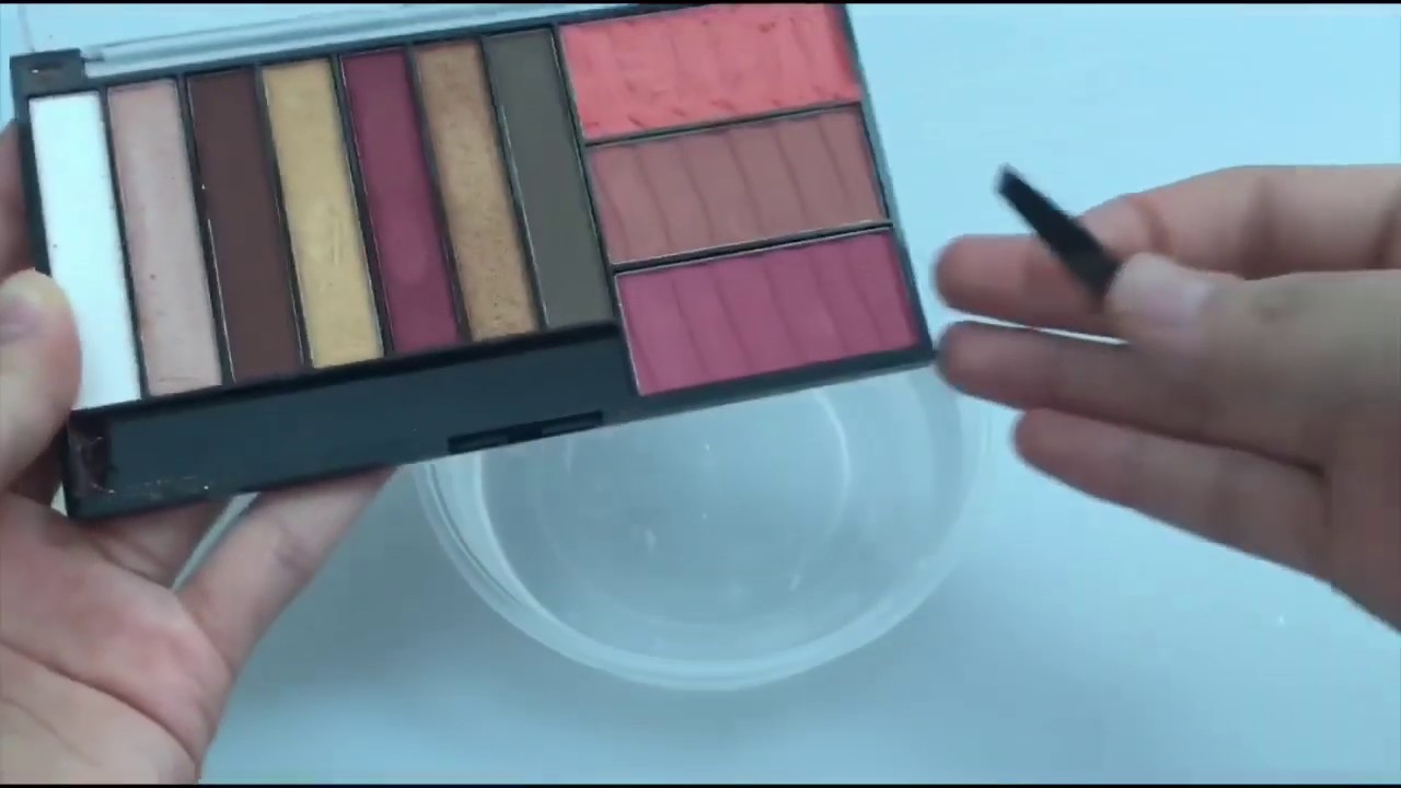 Breaking Makeup Eyeshadow Into Clear Slime Satisfying ASMR