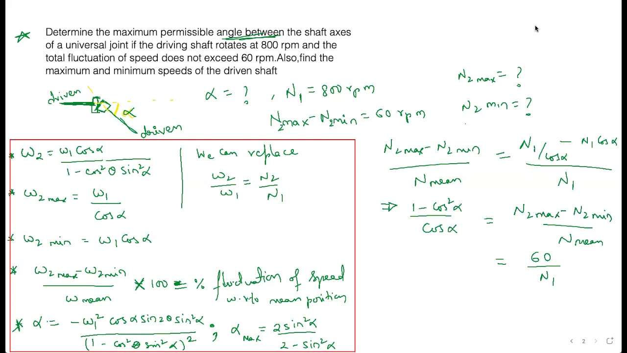 HOOKE'S JOINT or UNIVERSAL JOINT (Numericals) || PART-4  || KINEMATICS OF MACHINES ||