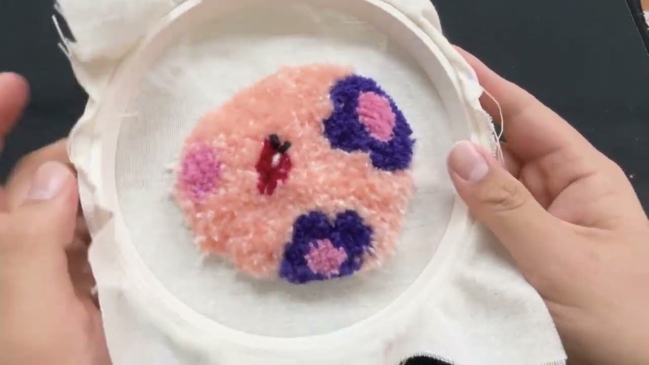 【ポケモン刺繍】桃色ボディに花柄模様が可愛いムンナ作ってみた【パンチニードル🔰】