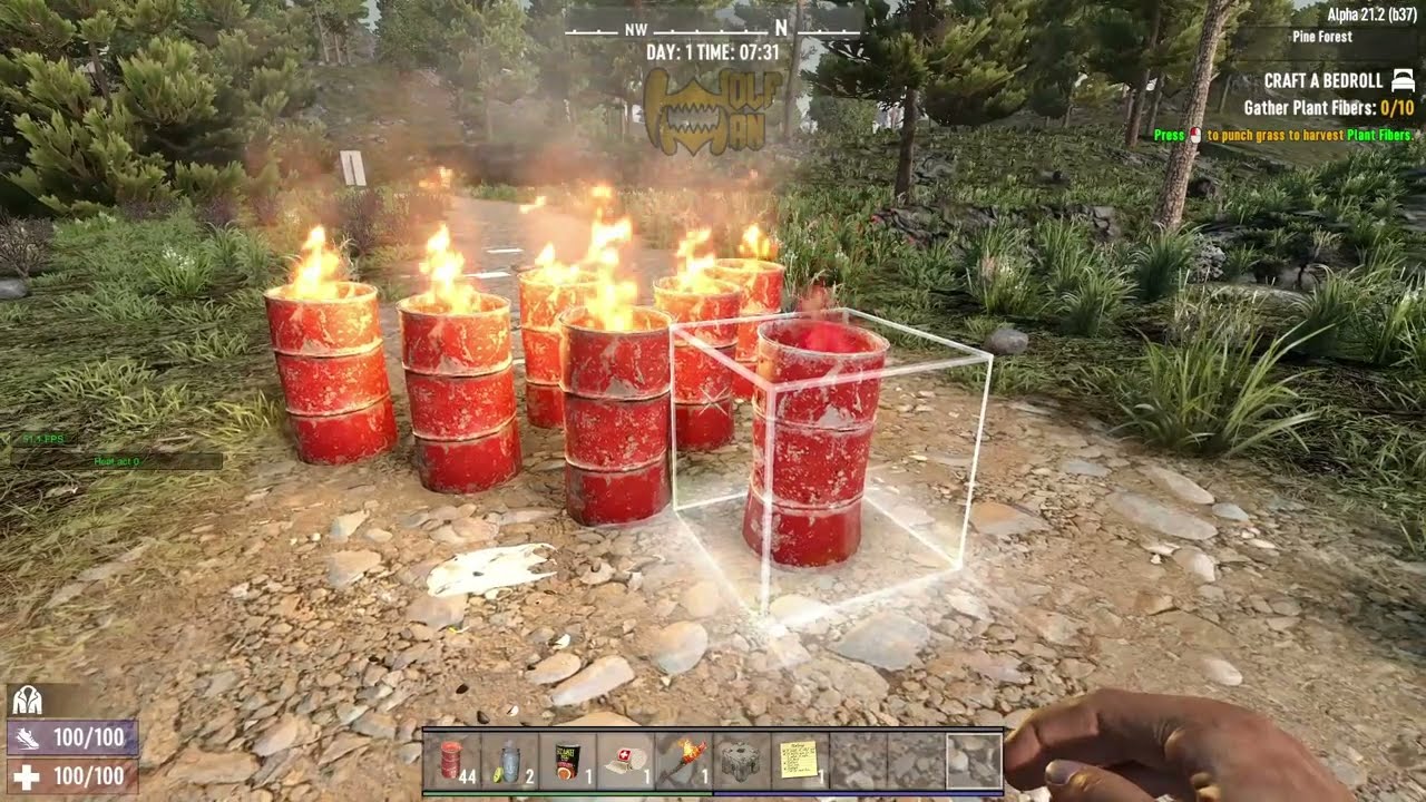 7 Days To Die A21.2 b37  |  Burning Barrel Heat Map Test