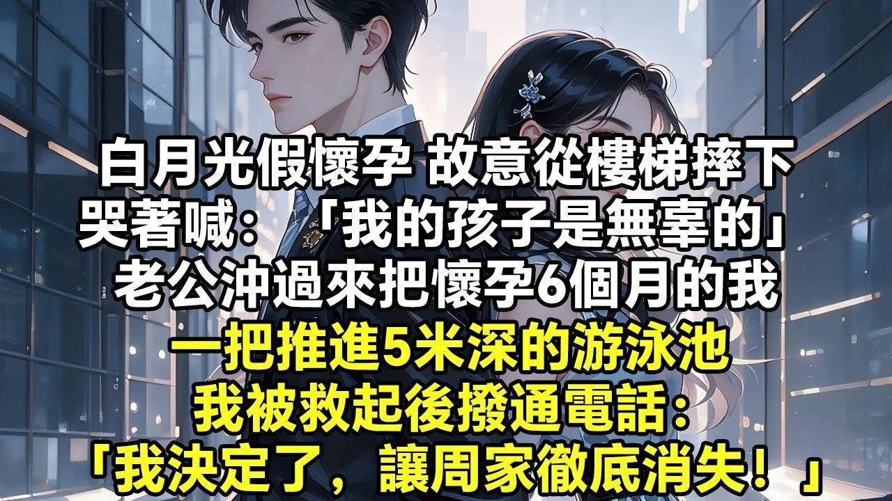 白月光假懷孕 故意從樓梯摔下 哭著喊：我的孩子是無辜的 老公沖過來把懷孕6個月的我 一把推進5米深的游泳池 我被救起後撥通電話： 我決定了，讓周家徹底消失！【爽文】【情感】【言情】