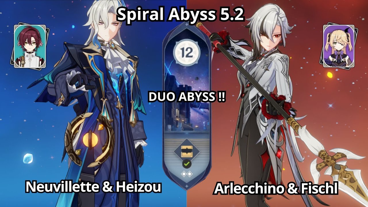 [DUO] C0 Neuvillette x Heizou & C0 Arlecchino x Fischl - Spiral Abyss 5.2 Floor 12 Genshin Impact
