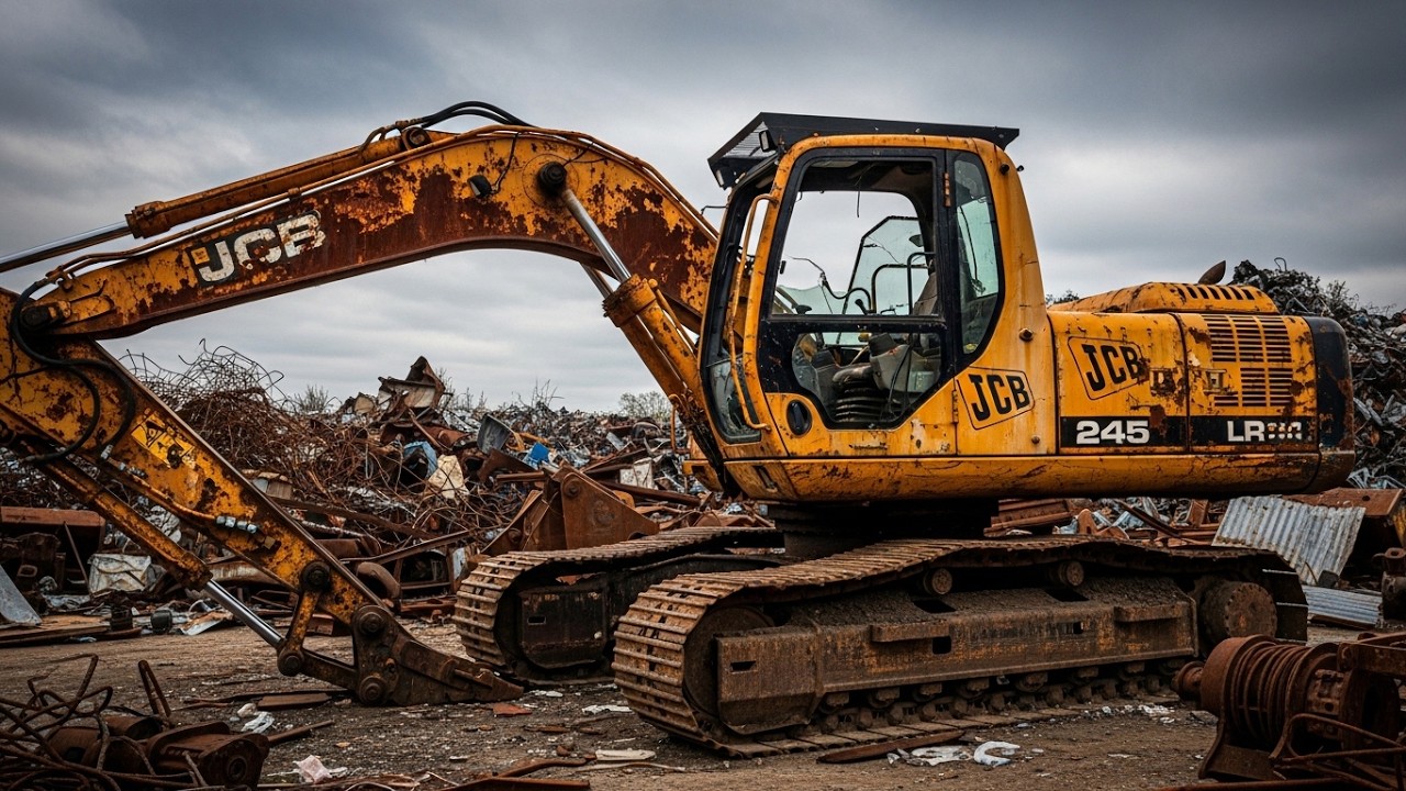 Abandoned Rusty JCB 245 LR Excavator Found in Scrap Yard &ndash; Full Restoration and Revival Process