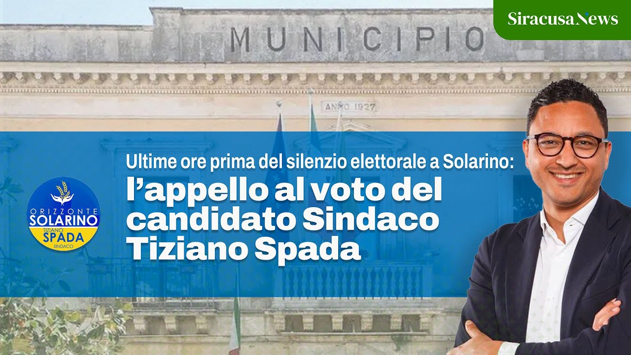 L'appello al voto di Tiziano Spada, candidato a Sindaco di Solarino