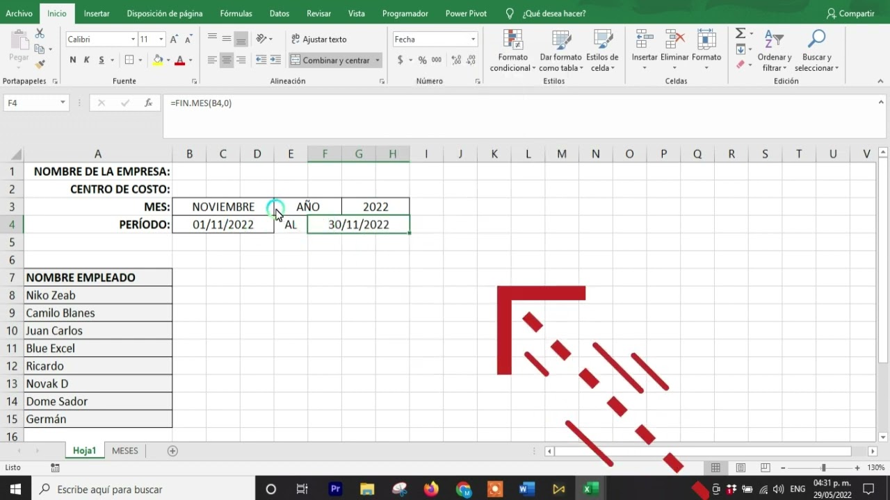 COMO REALIZAR UNA PLANTILLA PARA LLEVAR UN CONTROL DE HORAS MENSUALES EN EXCEL