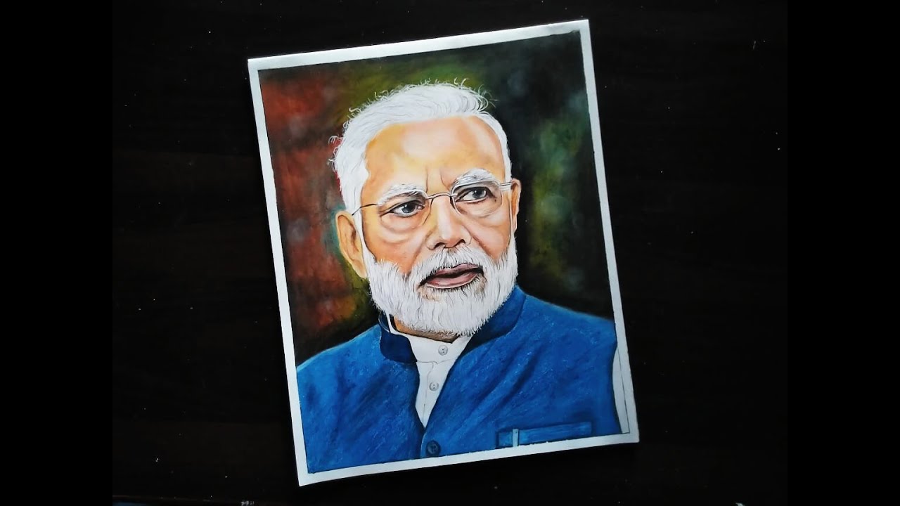 How to draw PM Narendra Modi ji /Narendra Modi Ji Oil Pastel Painting easy -step by step/