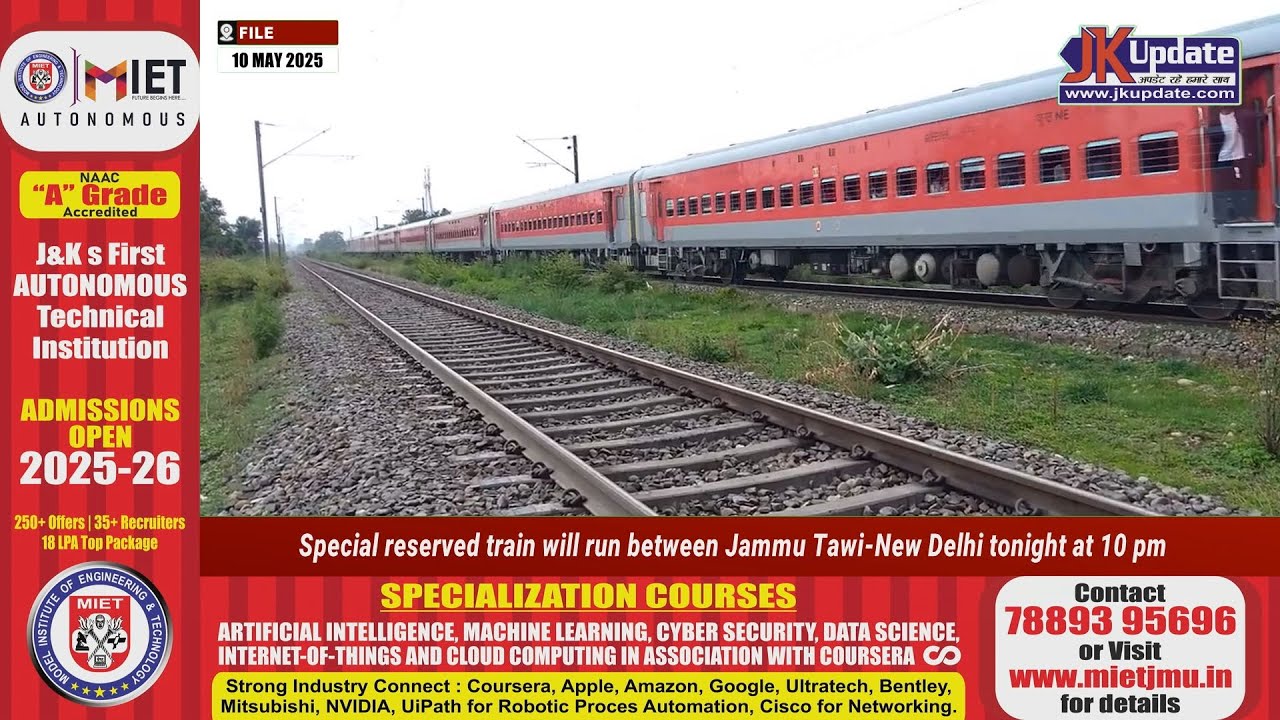 Special reserved train will run between Jammu Tawi New Delhi tonight at 10 pm