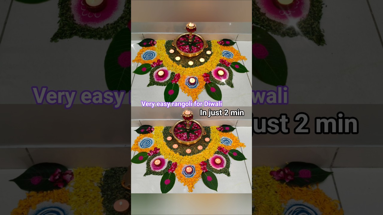 Flowers Rangoli for Diwali Decoration just 2min easy way/#diwali #dhanteras #decoration #festival