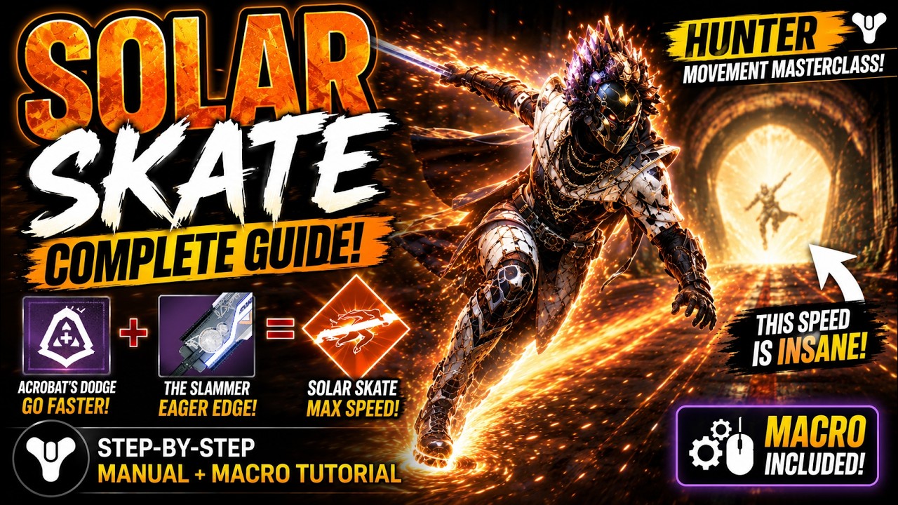 Destiny 2: Solar Skate GUIDE (Hunter) | Acrobat's Dodge + Eager Edge Tutorial + Macro
